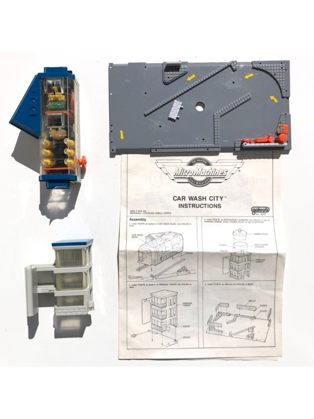 1989 Galoob Micro Machines Car Wash City 6452 Playset Incomplete for Parts